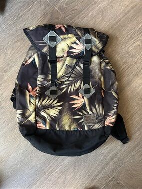 Dakine Tropical Leaf Print Backpack - Black with Yellow & Pink Accents